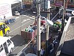 A garbage truck doing its thing