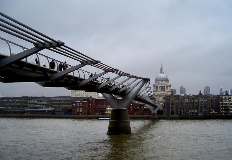 Millennium bridge and Saint Paul's Cathedral.
 This is one of my favourite views of London. I think this bridge was built by a Spanish architect,BTW (and it had to be closed down and checked after it's inauguration, that's why some people refer to it as the wobbly bridge.
  I also love the London Eye, and so many other things...
  My longest stay in London has been 8 days, but I definitely want to go again.
  Harrods, among a lot of other places, is also worth a visit. The inside is more like a work of art than a department store.